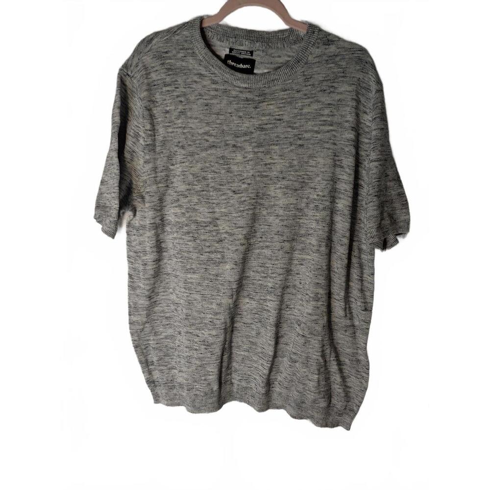 threadbare Men's Grey Marled Short Sleeve Sweater 2XL